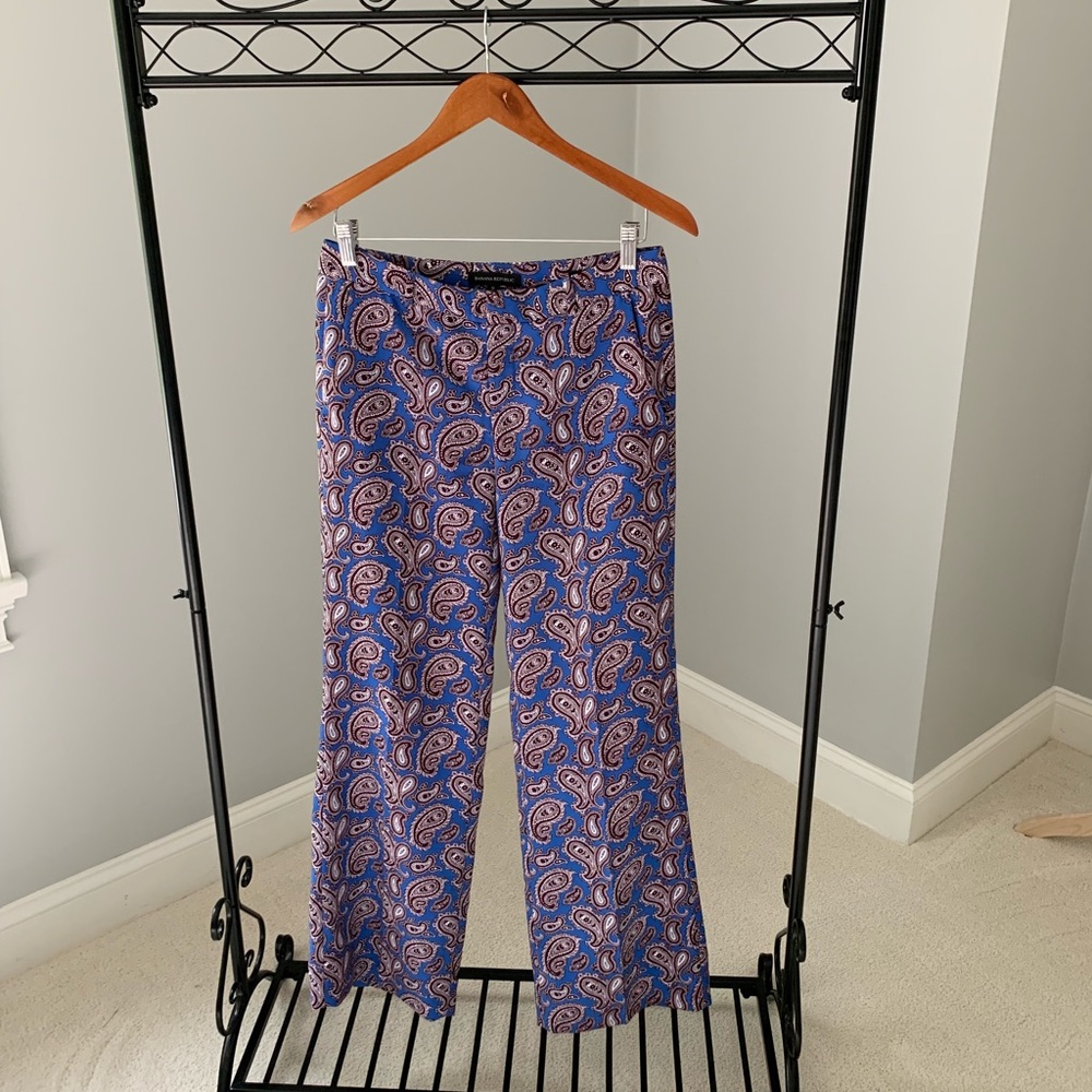 Banana Republic blue paisley dress pants